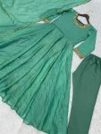 FASHIONABLE CRUSH SILK EMBROIDERY SEQUENCE WORK GOWN BOTTOM WITH DUPATTA FESTIVE WEAR WHOLESALE PRICE ETHNIC GARMENT (2)