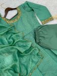 FASHIONABLE CRUSH SILK EMBROIDERY SEQUENCE WORK GOWN BOTTOM WITH DUPATTA FESTIVE WEAR WHOLESALE PRICE ETHNIC GARMENT (2)