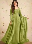 FASHIONABLE CRUSH SILK EMBROIDERY SEQUENCE WORK GOWN BOTTOM WITH DUPATTA FESTIVE WEAR WHOLESALE PRICE ETHNIC GARMENT (8)