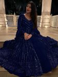 FASHIONABLE GEORGETTE THREAD SEQUENCE WORK TOP LEHENGA WITH DUPATTA WEDDING WEAR WHOLESALE PRICE ETHNIC GARMENT (4)