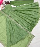 FASHIONABLE GOLD CRUSH SILK EMBROIDERY SEQUENCE WORK GOWN BOTTOM WITH DUPATTA PARTY WEAR WHOLESALE PRICE ETHNIC GARMENT (15)