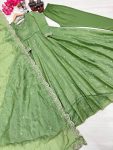 FASHIONABLE GOLD CRUSH SILK EMBROIDERY SEQUENCE WORK GOWN BOTTOM WITH DUPATTA PARTY WEAR WHOLESALE PRICE ETHNIC GARMENT (15)
