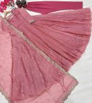 FASHIONABLE GOLD CRUSH SILK EMBROIDERY SEQUENCE WORK GOWN BOTTOM WITH DUPATTA PARTY WEAR WHOLESALE PRICE ETHNIC GARMENT (1)