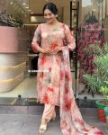 FASHIONABLE ORGANZA DIGITAL PRINTED TOP BOTTOM WITH DUPATTA PEACH