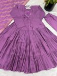 FASHIONABLE ROMAN SILK EMBROIDERY SEQUENCE WORK GOWN BOTTOM WITH DUPATTA FESTIVE WEAR WHOLESALE PRICE ETHNIC GARMENT (2)