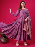 FASHIONABLE ROMAN SILK EMBROIDERY SEQUENCE WORK GOWN BOTTOM WITH DUPATTA FESTIVE WEAR WHOLESALE PRICE ETHNIC GARMENT (2)