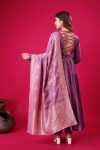 FASHIONABLE ROMAN SILK EMBROIDERY SEQUENCE WORK GOWN BOTTOM WITH DUPATTA FESTIVE WEAR WHOLESALE PRICE ETHNIC GARMENT (2)
