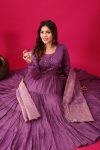 FASHIONABLE ROMAN SILK EMBROIDERY SEQUENCE WORK GOWN BOTTOM WITH DUPATTA FESTIVE WEAR WHOLESALE PRICE ETHNIC GARMENT (2)