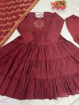 FASHIONABLE ROMAN SILK EMBROIDERY SEQUENCE WORK GOWN BOTTOM WITH DUPATTA PARTY WEAR WHOLESALE PRICE ETHNIC GARMENT (3)