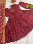FASHIONABLE ROMAN SILK EMBROIDERY SEQUENCE WORK GOWN BOTTOM WITH DUPATTA PARTY WEAR WHOLESALE PRICE ETHNIC GARMENT (3)