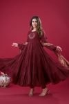 FASHIONABLE ROMAN SILK EMBROIDERY SEQUENCE WORK GOWN BOTTOM WITH DUPATTA PARTY WEAR WHOLESALE PRICE ETHNIC GARMENT (3)