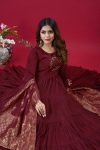 FASHIONABLE ROMAN SILK EMBROIDERY SEQUENCE WORK GOWN BOTTOM WITH DUPATTA PARTY WEAR WHOLESALE PRICE ETHNIC GARMENT (3)