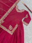FASHIONABLE SHIMMER SILK EMBROIDERY SEQUENCE WORK TOP LEHENGA WITH DUPATTA PARTY WEAR WHOLESALE PRICE ETHNIC GARMENT (3)