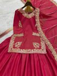 FASHIONABLE SHIMMER SILK EMBROIDERY SEQUENCE WORK TOP LEHENGA WITH DUPATTA PARTY WEAR WHOLESALE PRICE ETHNIC GARMENT (3)