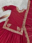 FASHIONABLE SHIMMER SILK EMBROIDERY SEQUENCE WORK TOP LEHENGA WITH DUPATTA PARTY WEAR WHOLESALE PRICE ETHNIC GARMENT (3)