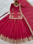 FASHIONABLE SHIMMER SILK EMBROIDERY SEQUENCE WORK TOP LEHENGA WITH DUPATTA PARTY WEAR WHOLESALE PRICE ETHNIC GARMENT (3)