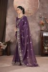 GOLD CRUNCHY THREAD EMBROIDERY SEQUENCE WORK SAREE WITH UNSTITCHED BLOUSE PARTY WEAR WHOLESALE PRICE ETHNIC GARMENT (10)