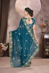 GOLD CRUNCHY THREAD EMBROIDERY SEQUENCE WORK SAREE WITH UNSTITCHED BLOUSE PARTY WEAR WHOLESALE PRICE ETHNIC GARMENT (20)