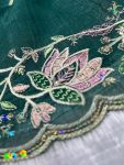 GOLD CRUNCHY THREAD EMBROIDERY SEQUENCE WORK SAREE WITH UNSTITCHED BLOUSE PARTY WEAR WHOLESALE PRICE ETHNIC GARMENT (6)