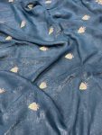 GOLD CRUNCHY THREAD EMBROIDERY SEQUENCE WORK SAREE WITH UNSTITCHED BLOUSE PARTY WEAR WHOLESALE PRICE ETHNIC GARMENT (20)