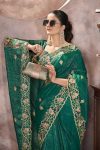 GOLD CRUNCHY THREAD EMBROIDERY SEQUENCE WORK SAREE WITH UNSTITCHED BLOUSE PARTY WEAR WHOLESALE PRICE ETHNIC GARMENT (6)