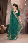 GOLD CRUNCHY THREAD EMBROIDERY SEQUENCE WORK SAREE WITH UNSTITCHED BLOUSE PARTY WEAR WHOLESALE PRICE ETHNIC GARMENT (6)