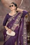 GOLD CRUNCHY THREAD EMBROIDERY SEQUENCE WORK SAREE WITH UNSTITCHED BLOUSE PARTY WEAR WHOLESALE PRICE ETHNIC GARMENT (10)