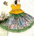 LATEST CHINON SILK EMBROIDERY CRUSH WORK KID’S TOP LEHENGA WITH DUPATTA FESTIVE WEAR WHOLESALE PRICE ETHNIC GARMENT (2)