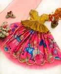 LATEST CHINON SILK EMBROIDERY CRUSH WORK KID’S TOP LEHENGA WITH DUPATTA PARTY WEAR WHOLESALE PRICE ETHNIC GARMENT (9)