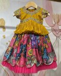 LATEST CHINON SILK EMBROIDERY CRUSH WORK KID’S TOP LEHENGA WITH DUPATTA PARTY WEAR WHOLESALE PRICE ETHNIC GARMENT (9)