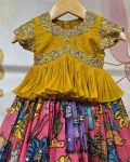 LATEST CHINON SILK EMBROIDERY CRUSH WORK KID’S TOP LEHENGA WITH DUPATTA PARTY WEAR WHOLESALE PRICE ETHNIC GARMENT (9)