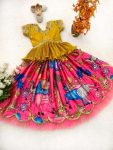 LATEST CHINON SILK EMBROIDERY CRUSH WORK KID’S TOP LEHENGA WITH DUPATTA PARTY WEAR WHOLESALE PRICE ETHNIC GARMENT (9)