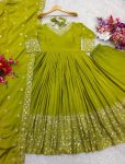 LATEST CHINON SILK EMBROIDERY SEQUENCE WORK GOWN BOTTOM WITH DUPATTA FESTIVE WEAR WHOLESALE PRICE ETHNIC GARMENT (4)