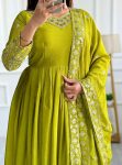 LATEST CHINON SILK EMBROIDERY SEQUENCE WORK GOWN BOTTOM WITH DUPATTA FESTIVE WEAR WHOLESALE PRICE ETHNIC GARMENT (4)