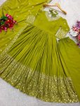 LATEST CHINON SILK EMBROIDERY SEQUENCE WORK GOWN BOTTOM WITH DUPATTA FESTIVE WEAR WHOLESALE PRICE ETHNIC GARMENT (4)