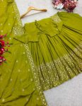LATEST CHINON SILK EMBROIDERY SEQUENCE WORK GOWN BOTTOM WITH DUPATTA FESTIVE WEAR WHOLESALE PRICE ETHNIC GARMENT (4)