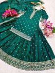 LATEST CHINON SILK EMBROIDERY SEQUENCE WORK TOP LEHENGA WITH DUPATTA PARTY WEAR WHOLESALE PRICE ETHNIC GARMENT (3)
