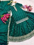 LATEST CHINON SILK EMBROIDERY SEQUENCE WORK TOP LEHENGA WITH DUPATTA PARTY WEAR WHOLESALE PRICE ETHNIC GARMENT (3)