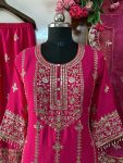 LATEST CHINON SILK SEQUENCE AND ZARI EMBROIDERY WORK WITH FANCY LACE WORK TOP PALAZZO WITH WEDDING WEAR WHOLESALE PRICE ETHNIC GARMENT (13)