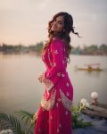 LATEST CHINON SILK SEQUENCE AND ZARI EMBROIDERY WORK WITH FANCY LACE WORK TOP PALAZZO WITH WEDDING WEAR WHOLESALE PRICE ETHNIC GARMENT (13)