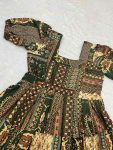 LATEST COTTON PRINTED WITH FRILL WORK GOWN CASUAL WEAR WHOLESALE PRICE ETHNIC GARMENT (26)