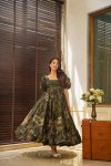 LATEST COTTON PRINTED WITH FRILL WORK GOWN CASUAL WEAR WHOLESALE PRICE ETHNIC GARMENT (26)