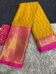 LATEST COTTON SILK BROAD CONTRAST JACQUARD WORK BORDER SAREE WITH UNSTITCHED BLOUSE FESTIVE WEAR WHOLESALE PRICE ETHNIC GARMENT (7)