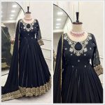 LATEST GEORGETTE EMBROIDERY SEQUENCE WORK GOWN BOTTOM WITH DUPATTA FESTIVE WEAR WHOLESALE PRICE ETHNIC GARMENT (8)