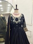 LATEST GEORGETTE EMBROIDERY SEQUENCE WORK GOWN BOTTOM WITH DUPATTA FESTIVE WEAR WHOLESALE PRICE ETHNIC GARMENT (8)