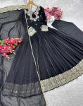 LATEST GEORGETTE EMBROIDERY SEQUENCE WORK GOWN BOTTOM WITH DUPATTA FESTIVE WEAR WHOLESALE PRICE ETHNIC GARMENT (8)