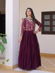 LATEST GEORGETTE SEQUENCE THREAD WORK GOWN FESTIVE WEAR WHOLESALE PRICE ETHNIC GARMENT (16)