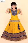 LATEST JACQUARD WEAVING WORK KID'S LEHENGA CHOLI YELLOW