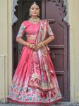 LATEST MANIPURI SILK PRINTED WITH CONTRAST BORDER WORK LEHENGA CHOLI WITH DUPATTA FESTIVE WEAR WHOLESALE PRICE ETHNIC GARMENT (3)