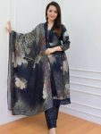 LATEST MUSLIN DIGITAL PRINTED TOP BOTTOM WITH DUPATTA BLACK